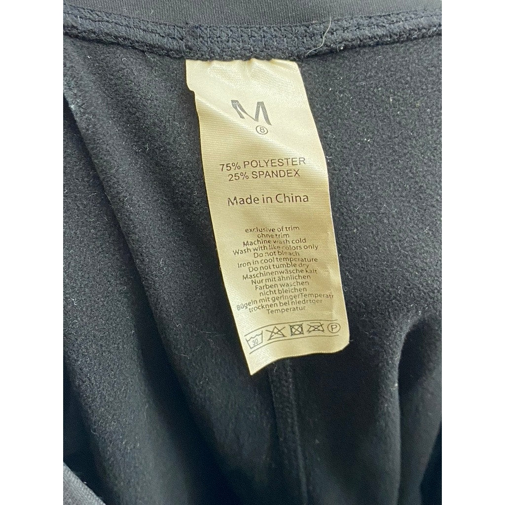 UNBRANDED Women's Black Solid Pull-On Side-Pocket Leggings SZ M