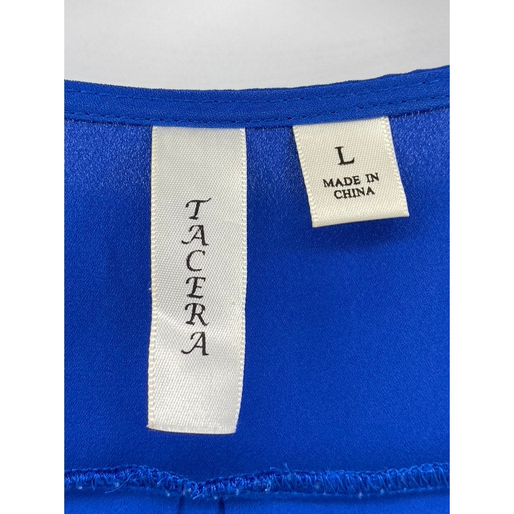TACERA Women's Blue Zip Up Blouse SIZE L
