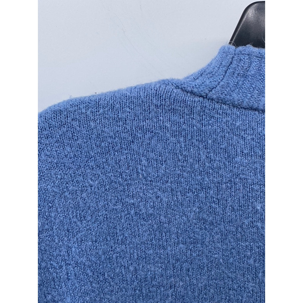 PRIMARK Women's Blue Knit V-Neck Long Sleeve Pocket Button-Up Cardigan SZ 2/4