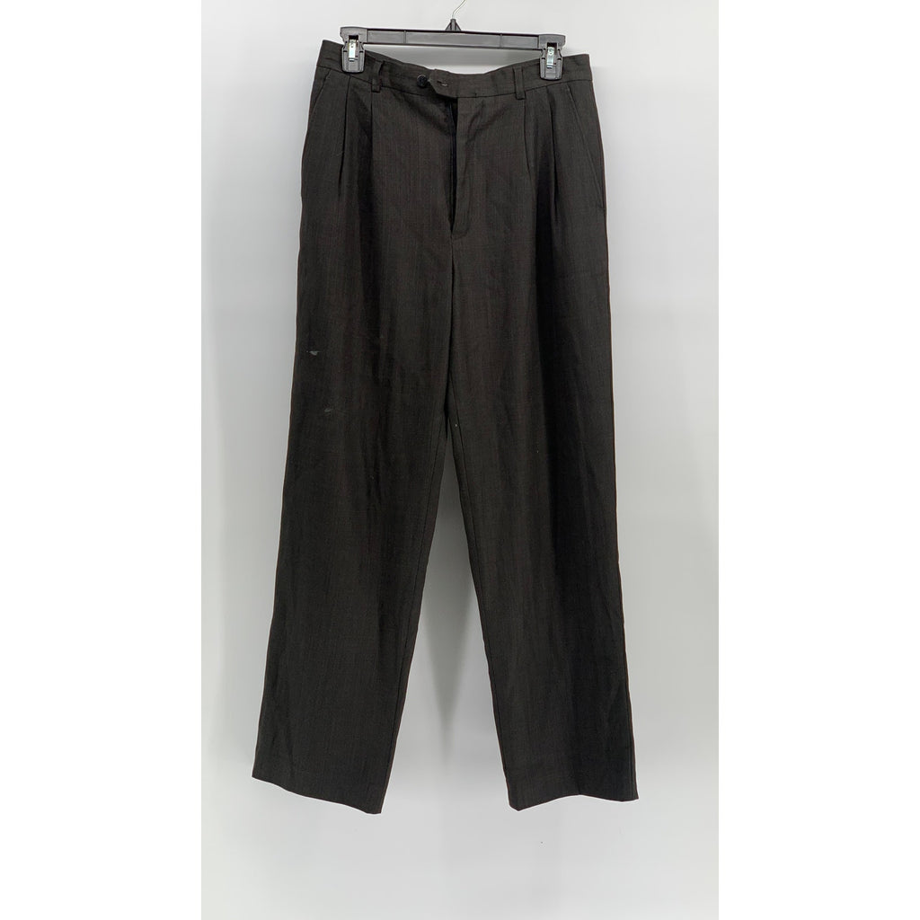 SINACOVA Men's Brown Solid Straight-Leg Regular-Fit Dress Pants SZ 30