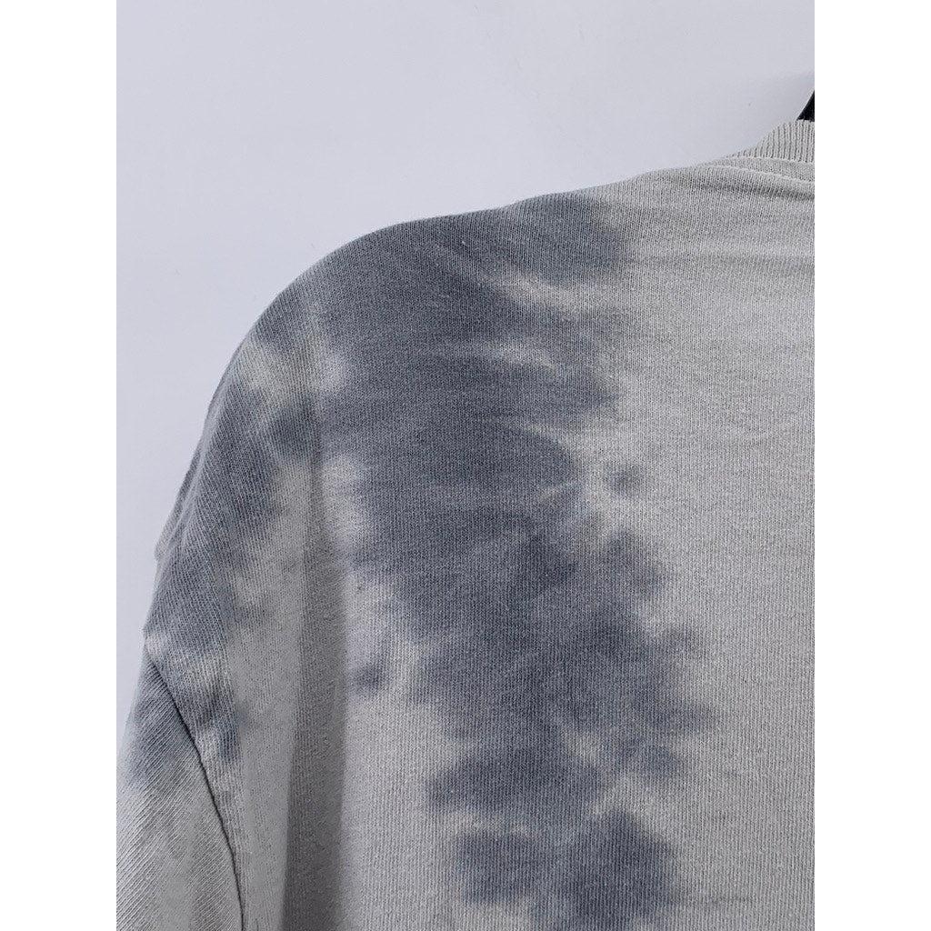 SPACE JAM Women's Gray Tie-Dye Crewneck Looney Tunes Short Sleeve Top SZ M