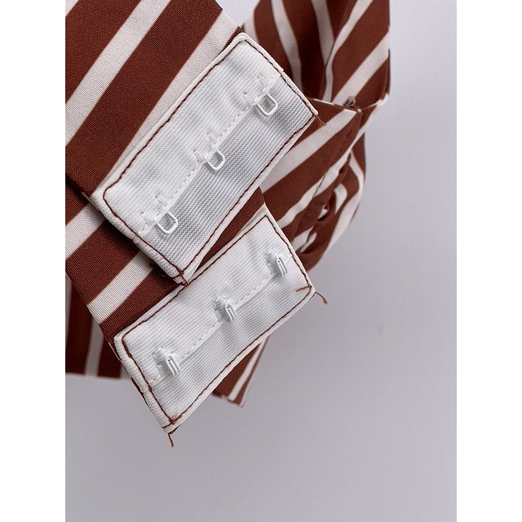 UNBRANDED Women's Brown-White Striped Bralette SZ S