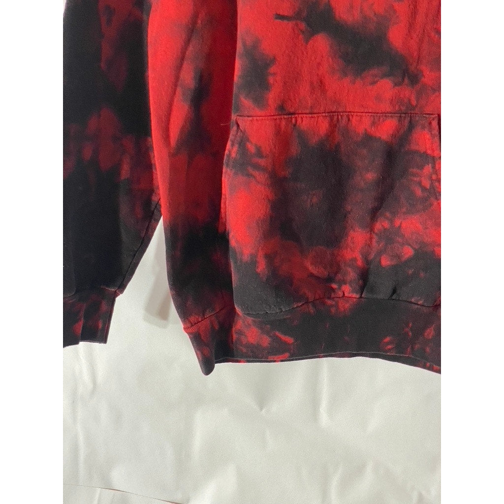 PORT & COMPANY Men's Red-Black Tie-Dye Stranger Things Graphic Hoodie SZ S