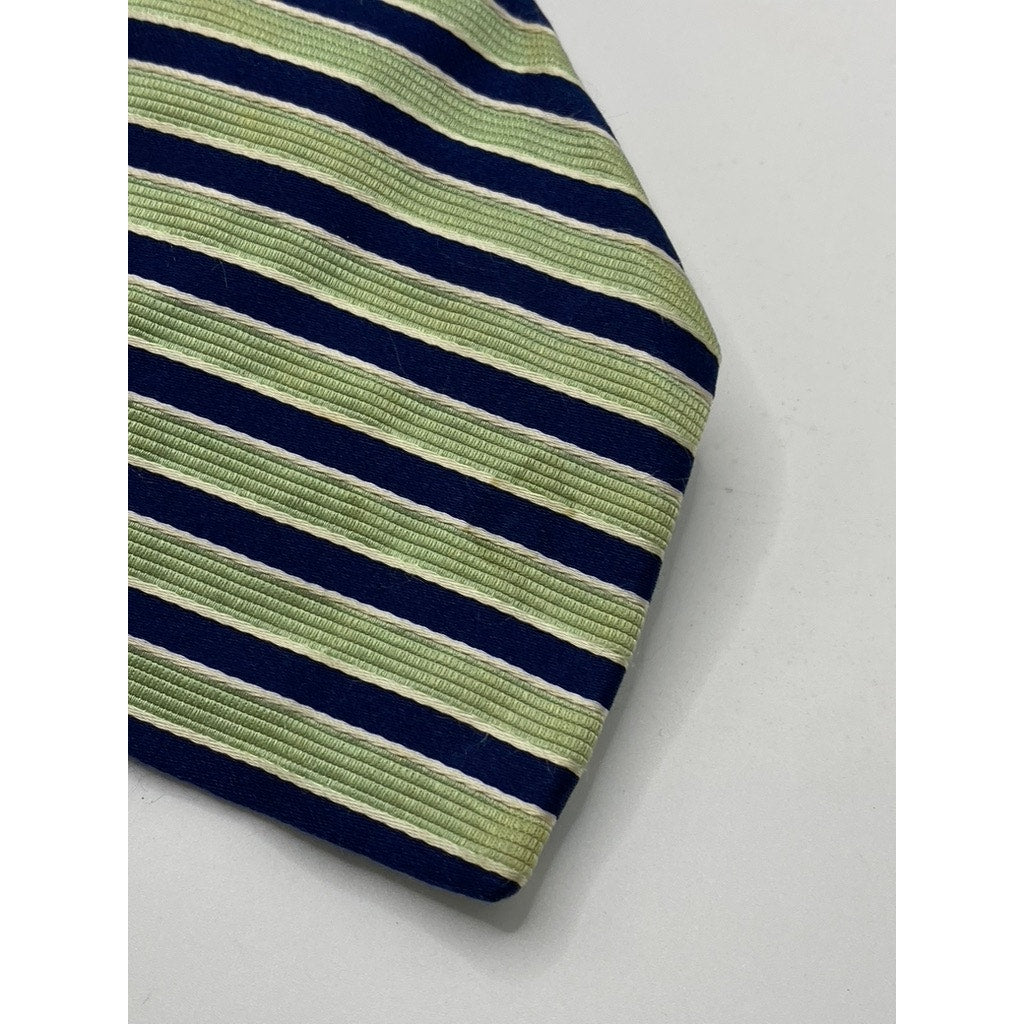 NÁUTICA Men’s Green-Navy Blue Silk Striped Tie SZ OS