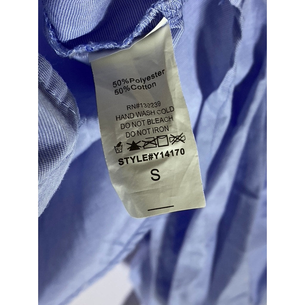 STELEN Women's Light Blue V-Neck Button-Up Balloon Tie Sleeve Top SZ S