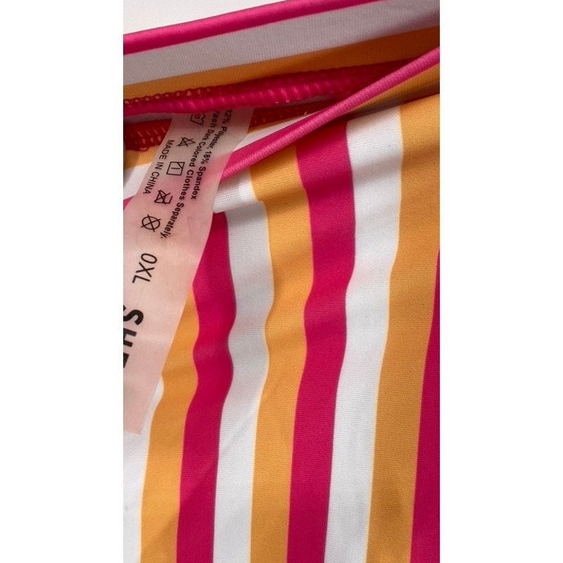 SHEIN Women's Plus Multi-Color Striped Swim Bottoms SZ 0XL(12)
