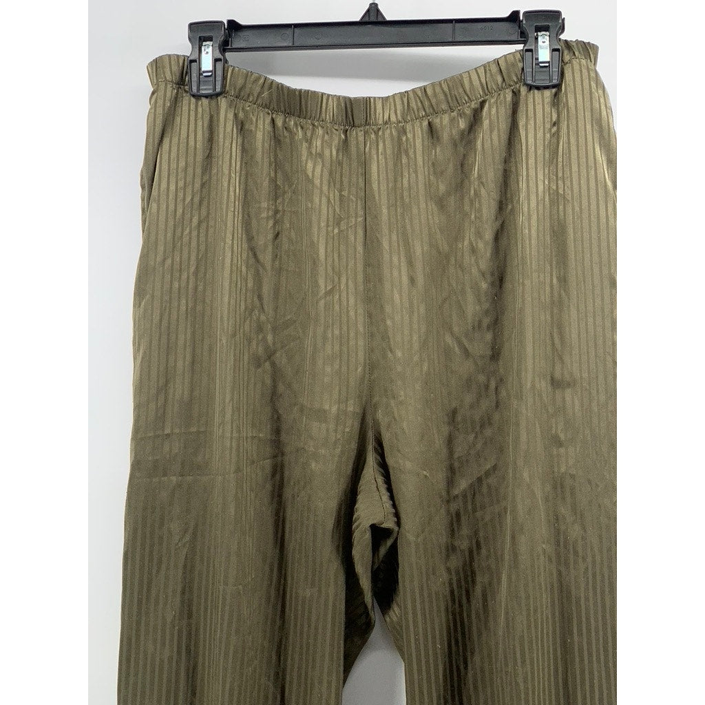 EKOUAER Women's Brown Striped Pull-On Lightweight Relaxed-Fit Pajama Pants SZ M
