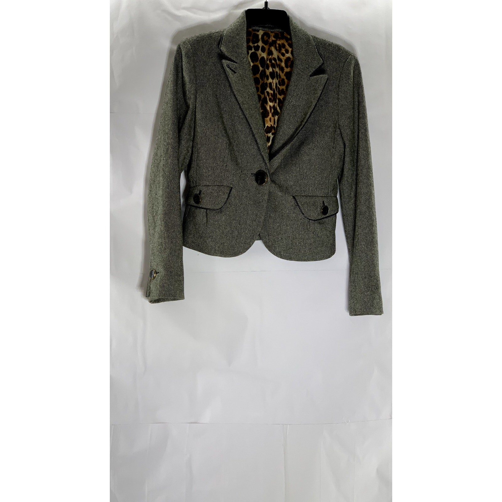 EXPRESS DESIGN STUDIO Women's Gray Textured One-Button Wool-Blend Blazer SZ 8