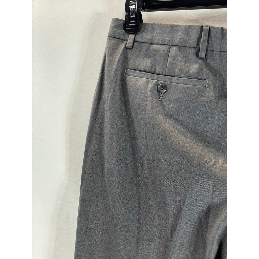 LANDS' END Men's Charcoal Traditional-Fit Pleated Wool Dress Pants SZ 364