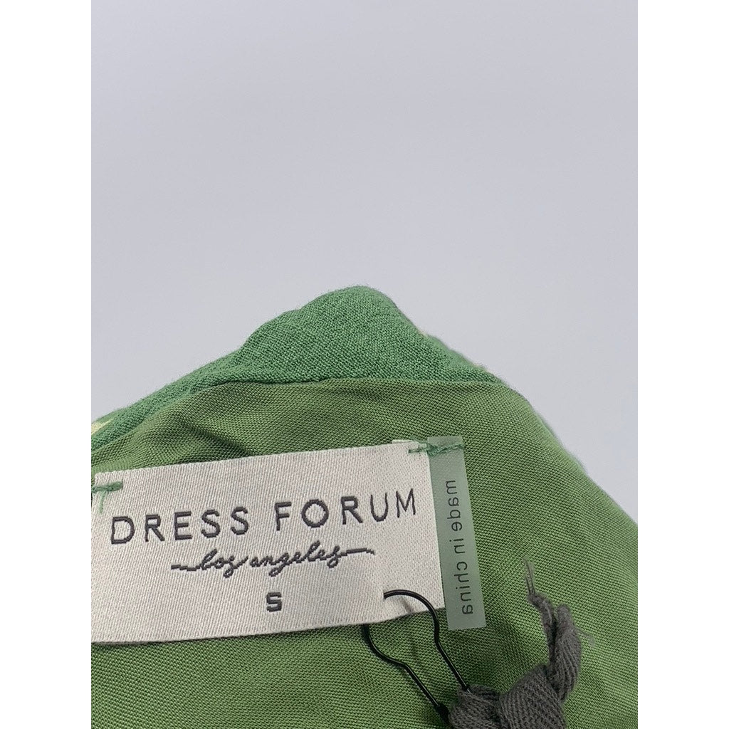 DRESS FORUM Women's Green Floral Straight-Neck Cutout Back Midi Dress SZ S