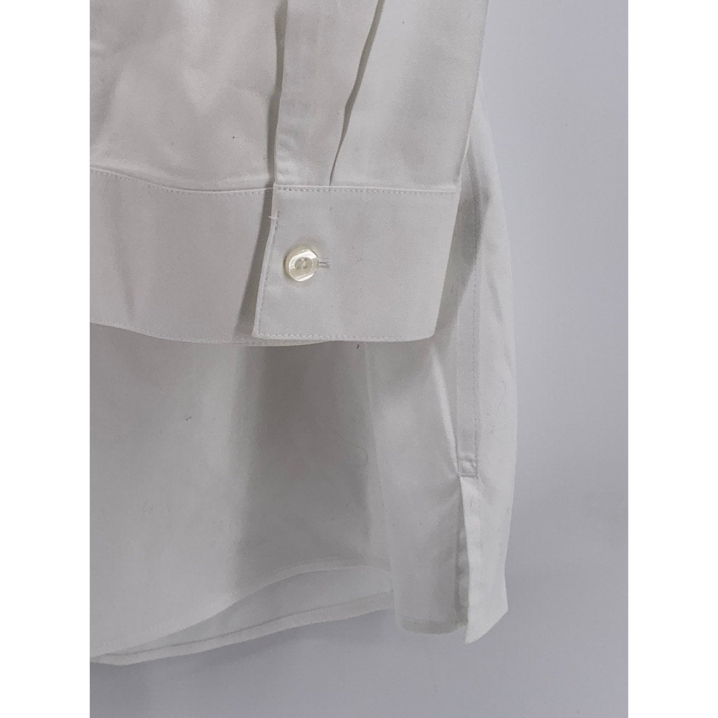 CHICO'S Women's Plus White Solid Stain-Shield Button-Up Top SZ 1