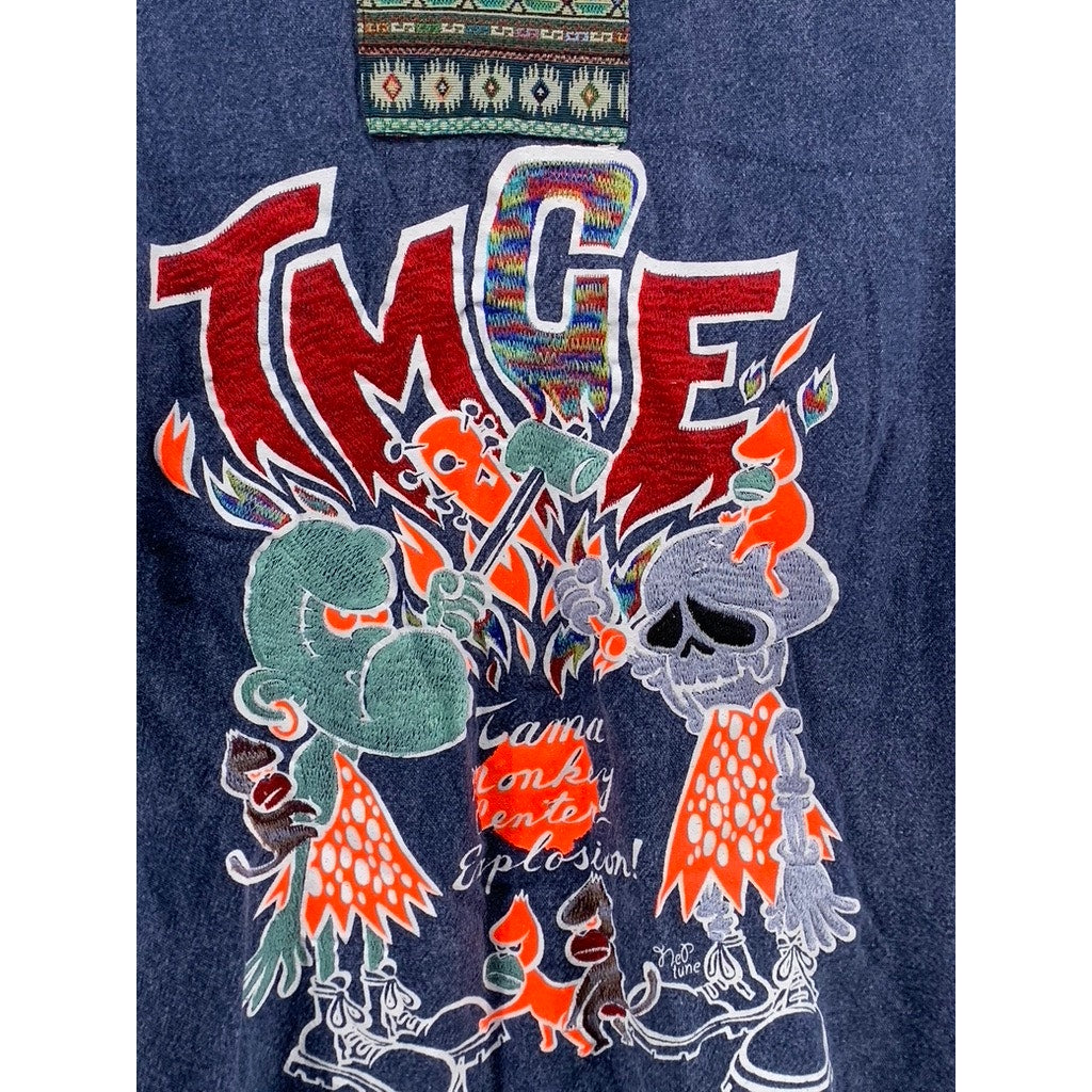 NEPTUNE Unisex Navy Rare TMCE Embroidered Graphic Open-Front Cardigan SZ OS