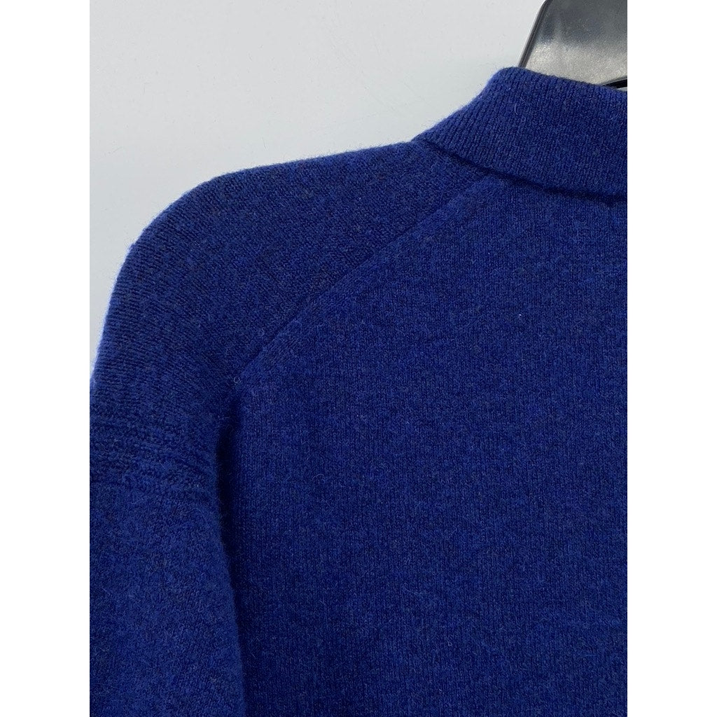 J.CREW Women's Royal Blue Super Soft Yarn Knit Long Sleeve Sweater Polo SZ S