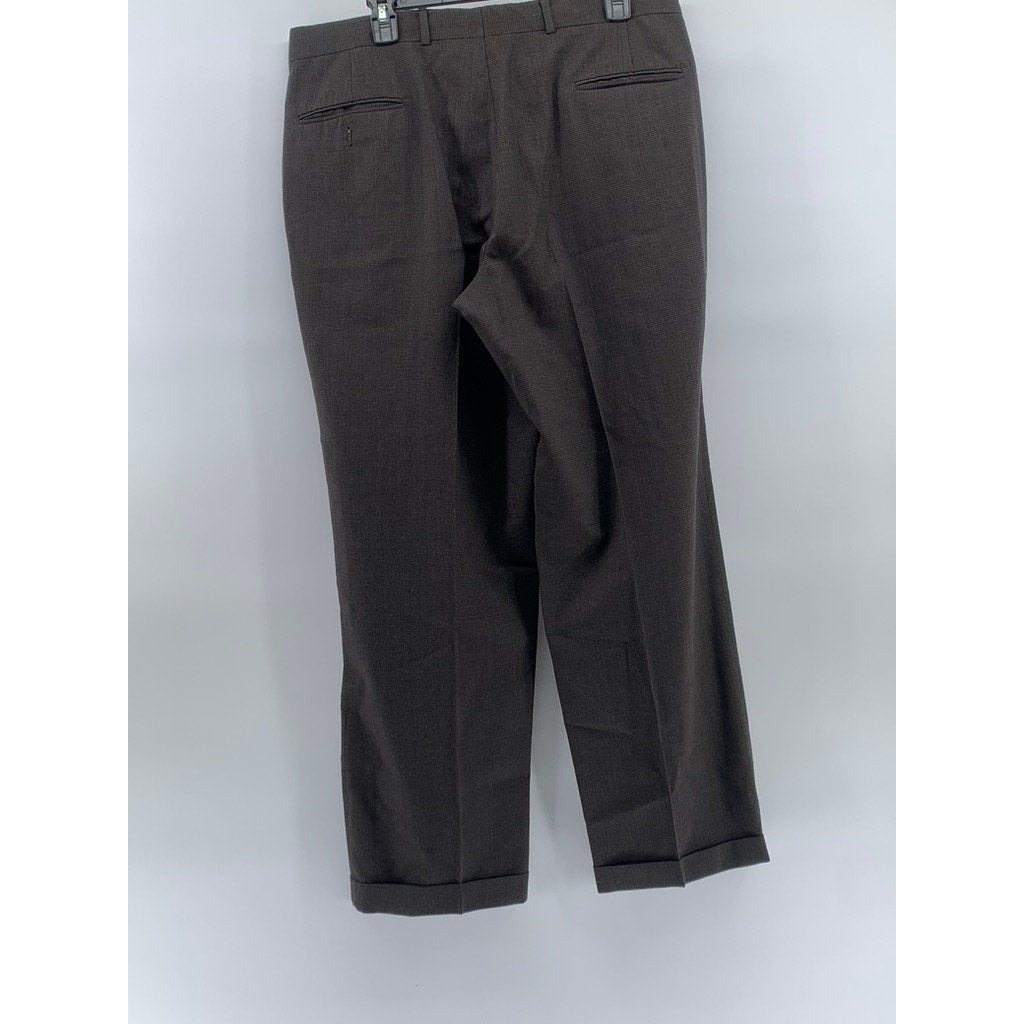 POLO UNIVERSITY CLUB BY RALPH LAUREN Men's Brown Houndstooth Cuffed Pants SZ 36