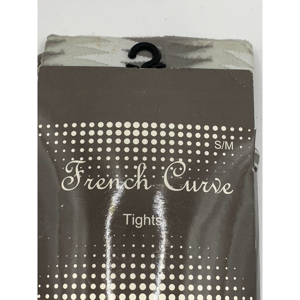 FRENCH CURVE Women's Gray-White Sheer Printed Pull-On Tights SZ S/M