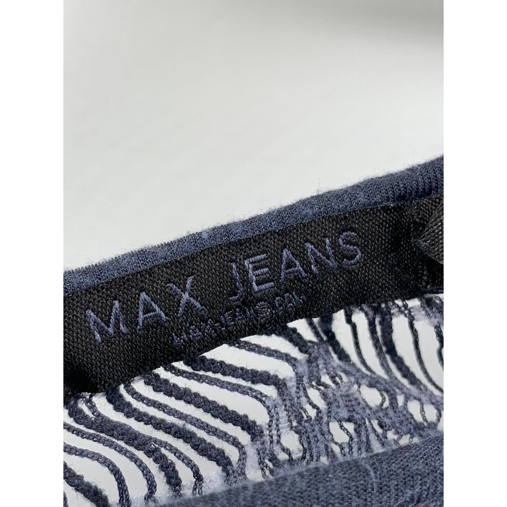 MAX JEANS Women's Navy Knit Crewneck Layered Top SZ XS