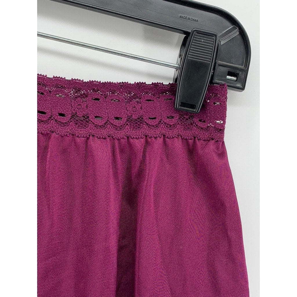 OLGA SECRET HUG Women's Vintage Plum Lace-Trim Half Slip Skirt SZ XL