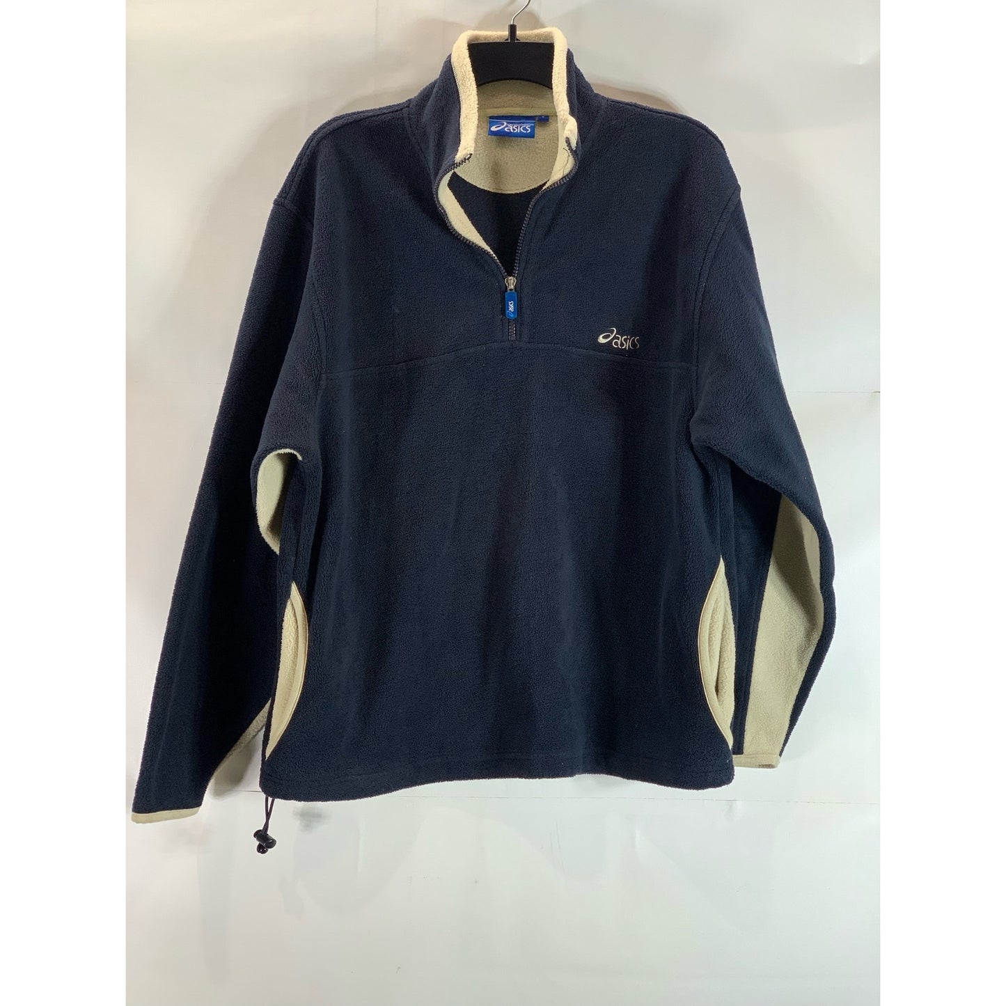 ASCIS Men's Navy/Beige Fleece Half-Zip Stand Collar Pullover Sweater SZ M