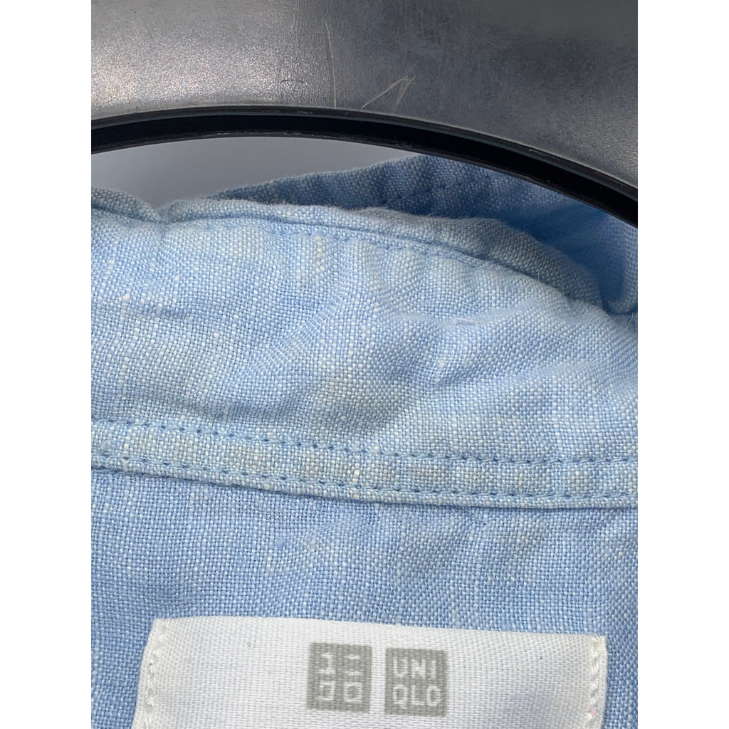 UNIQLO Men's Light Blue Linen Button-Up Long Sleeve Regular-Fit Shirt SZ XS