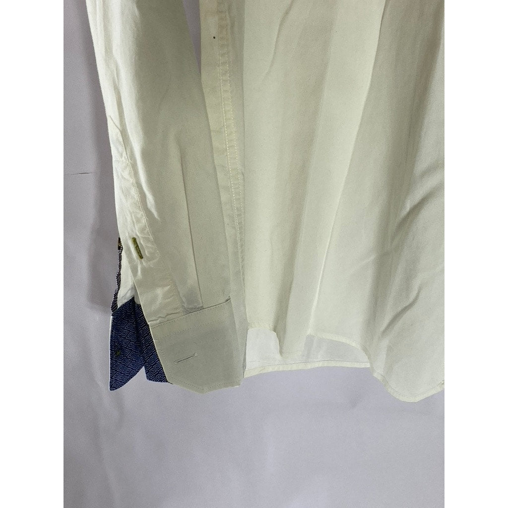 TED BAKER LONDON Men's Off-White Regular Fit Button-Up Long Sleeve Shirt SZ 4(L)