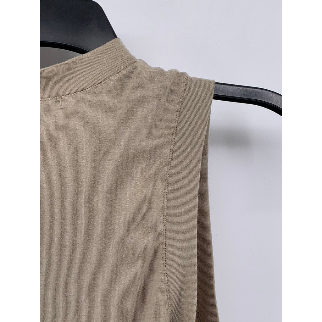 H&M Women's Tan Solid Mock-Neck Sleeveless Top SZ XS