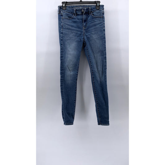AMERICAN EAGLE Women's Medium Blue Wash Next Level Stretch Hi-Rise Jeggings SZ 4