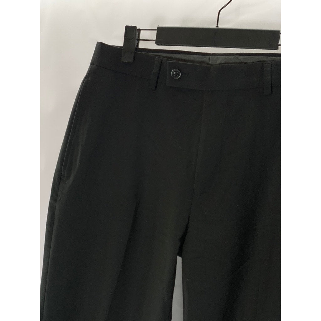 CALVIN KLEIN Men's Black Solid Slim-Fit Flat Front Dress Pants SZ 30X30