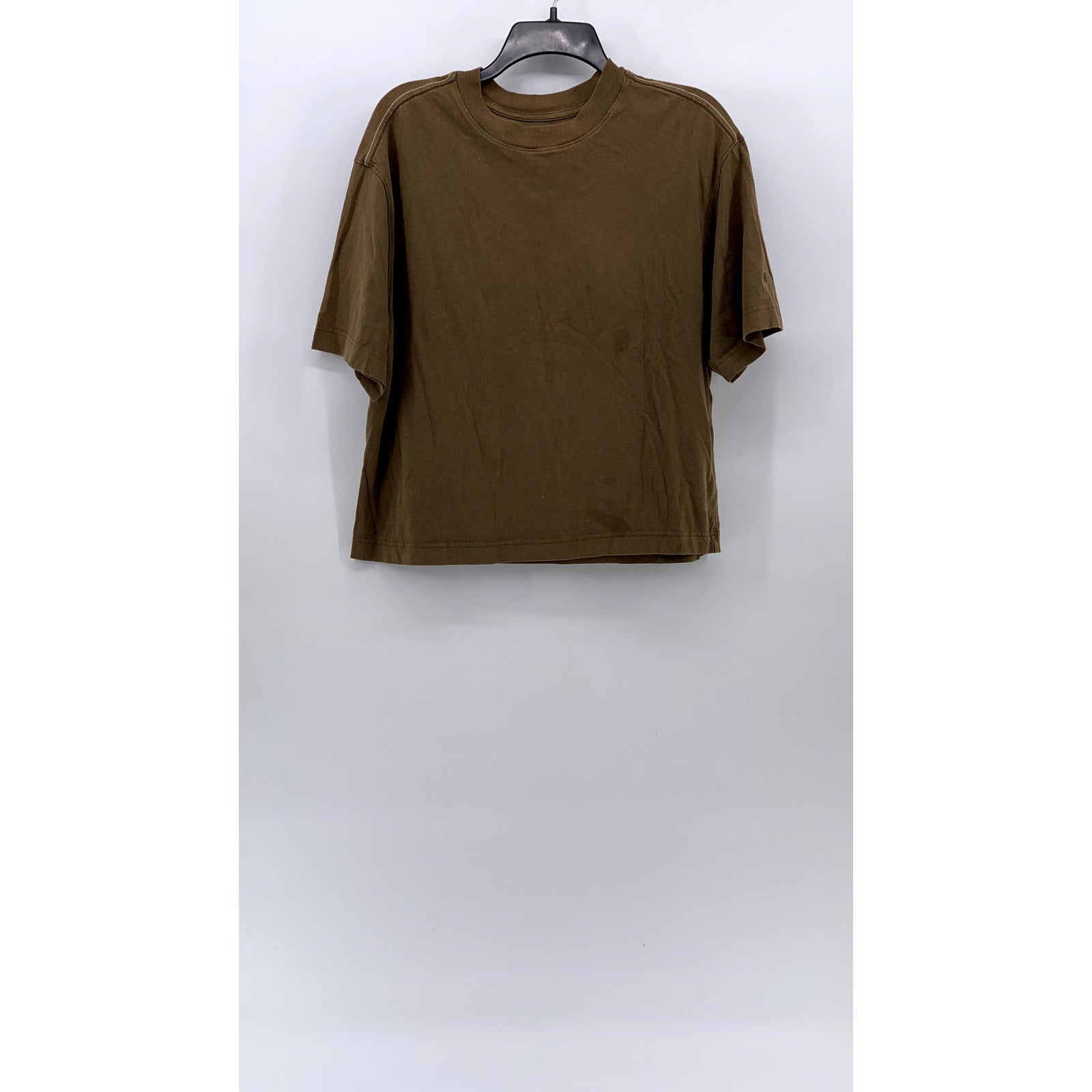 EVERLANE Women's Brown Crewneck Organic Cotton Slouch Short Sleeve Top SZ XS