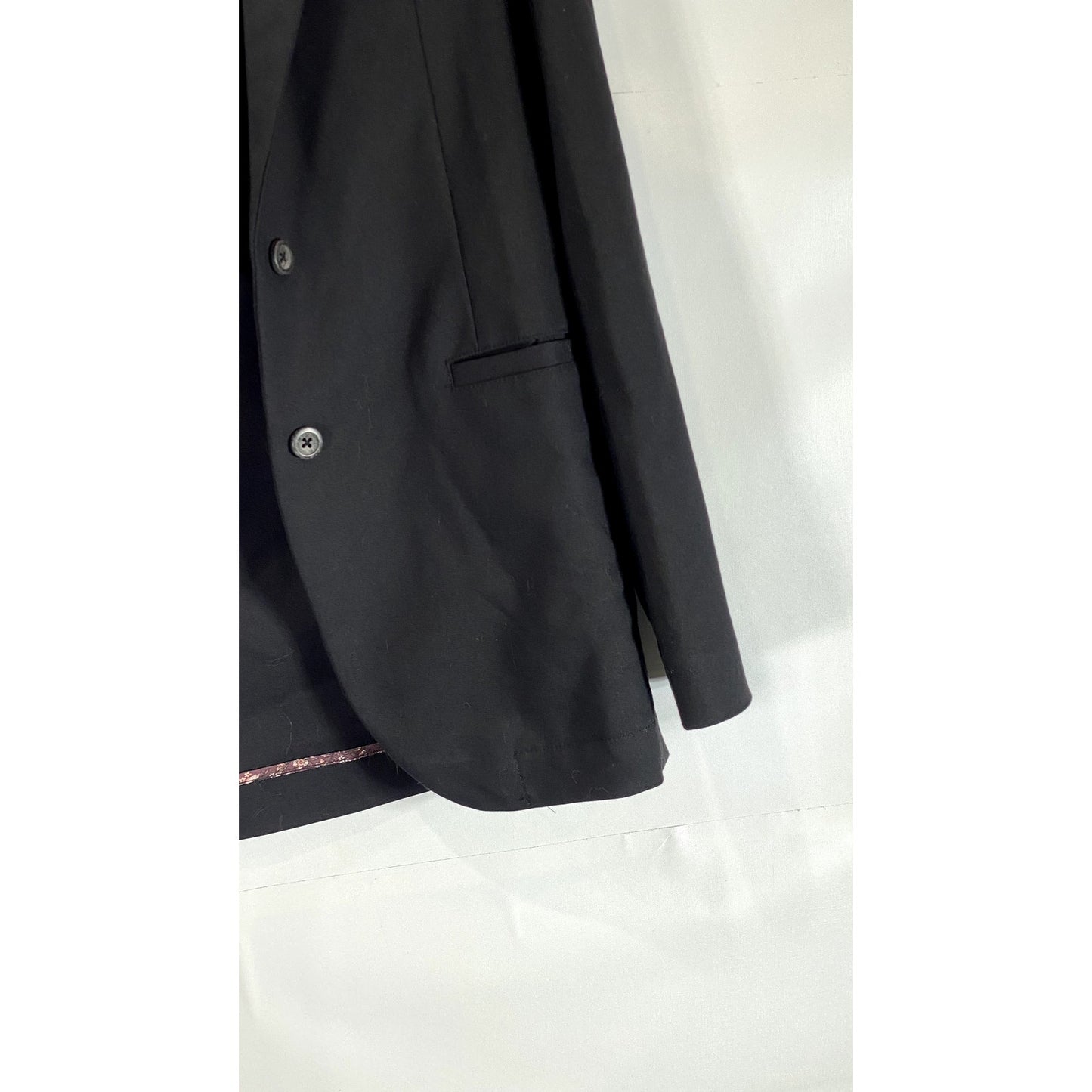 PEAU DE LOUP Women's Black Solid Cotton-Blend Two-Button Blazer SZ 44