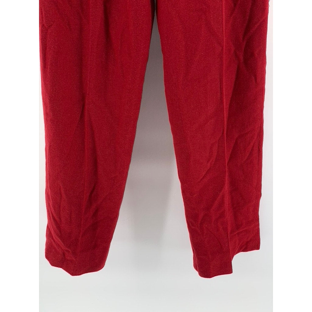 TOGETHER Women's Red Vintage Wool-Blend Pleated High-Rise Pants SZ 10