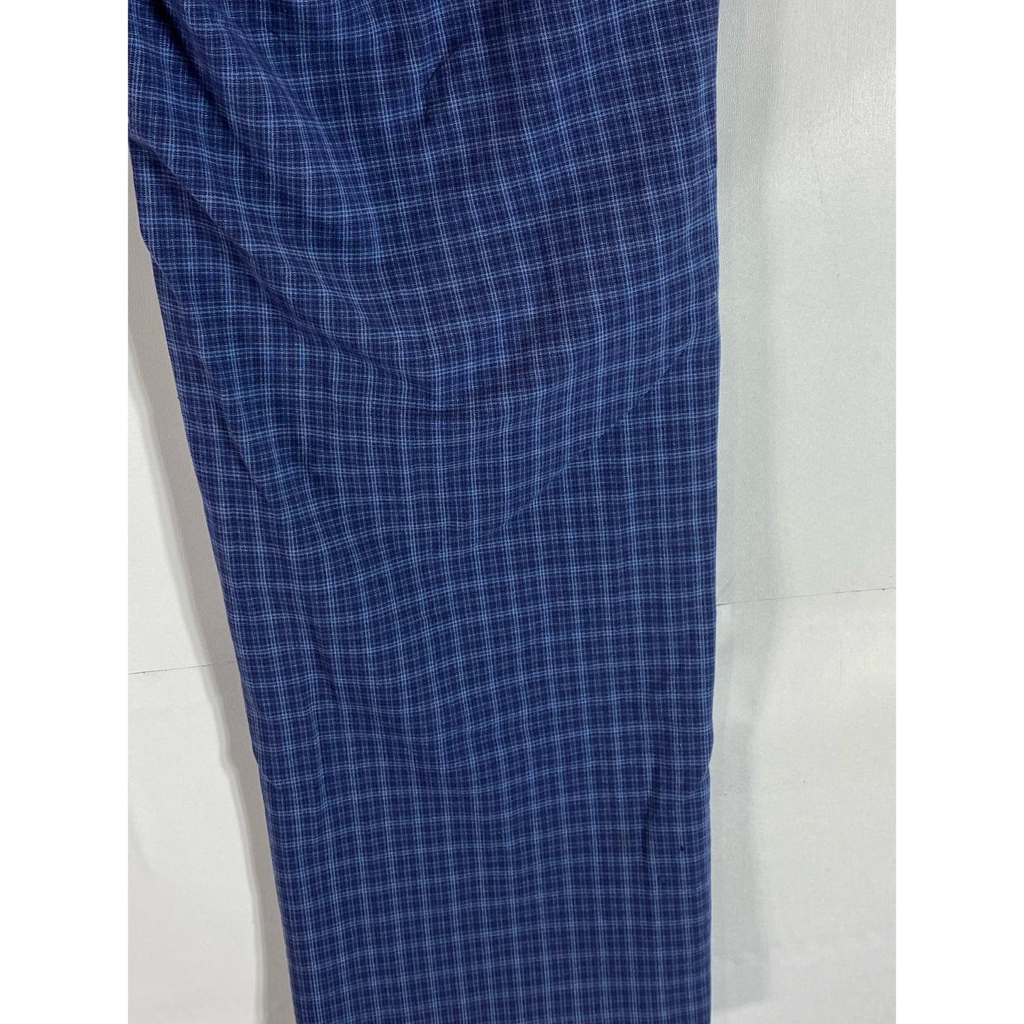 TOMMY HILFIGER Men's Blue Mini Check Modern-Fit Flat Front Dress Pant SZ 36X30