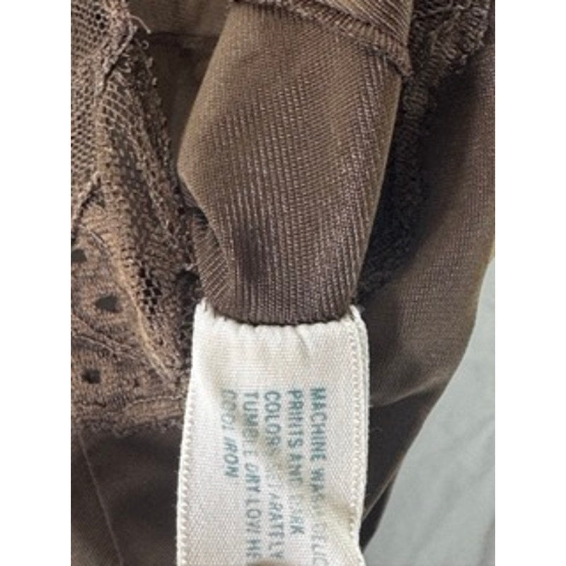 VANITY FAIR Women's Brown Lace-Trim Adjustable Strap Nightgown SZ 34 S