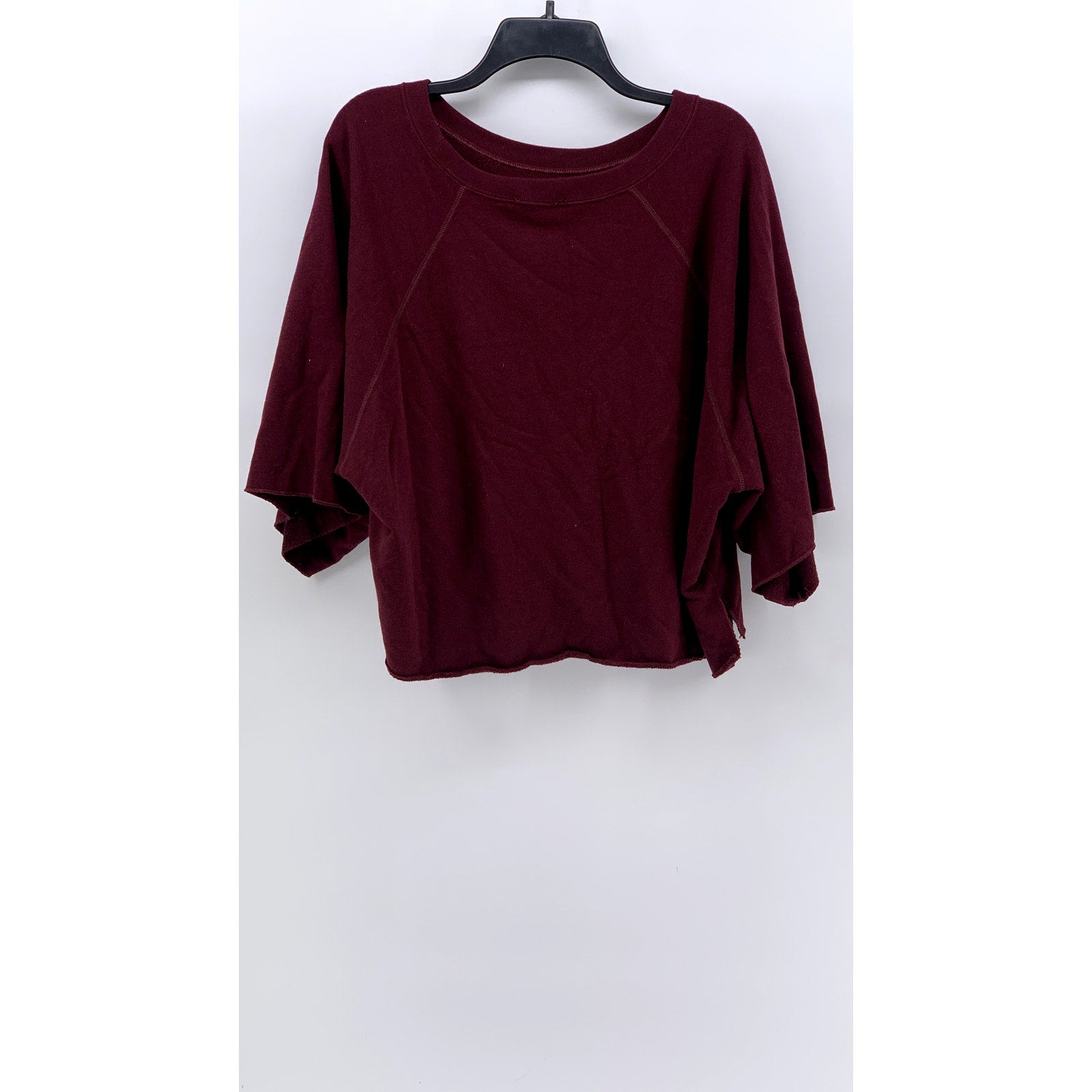 PINK Women's Burgundy Cropped Oversized Sweater SZ L