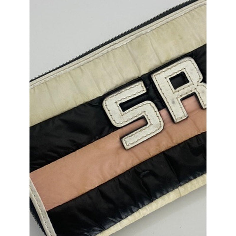 SONIA RYKIEL Women's Beige/Pink/Black Striped Zip-Up Wallet