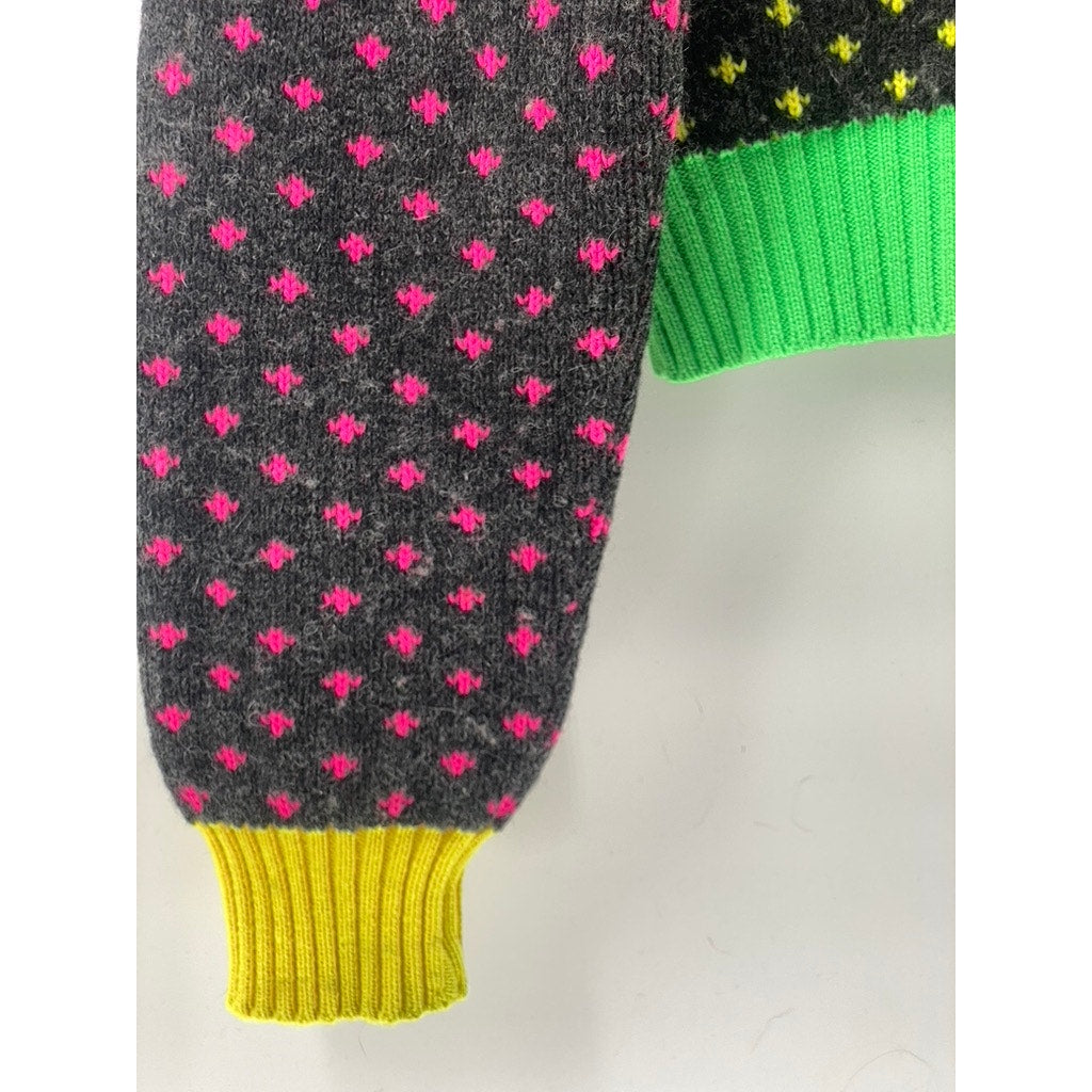 MOSCHINO Women's Multicolor Knit Mock-Neck Long Sleeve Pullover Sweater SZ 14