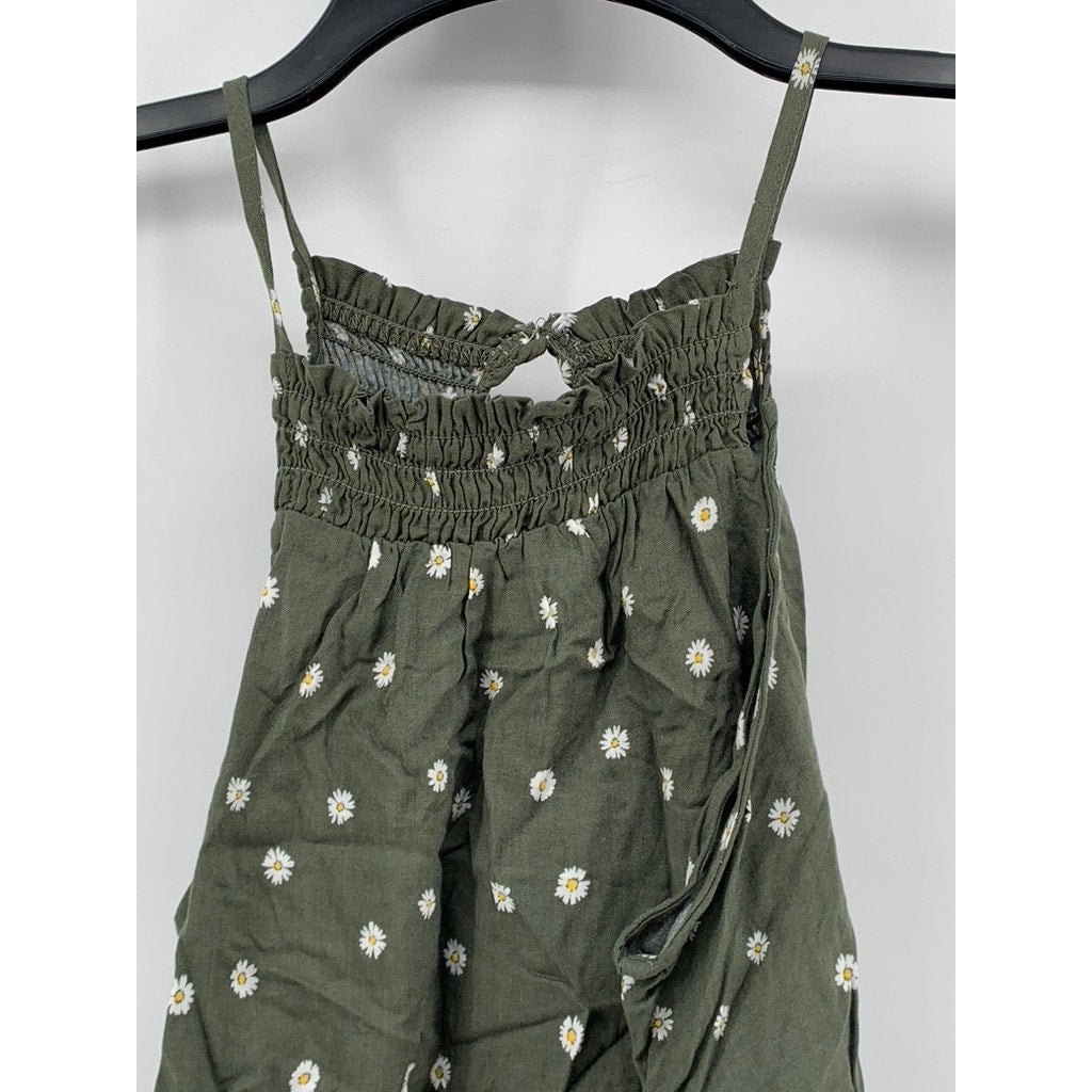 NO BOUNDARIES Juniors' Green Ditsy Floral Tank Top SZ M (7-9)