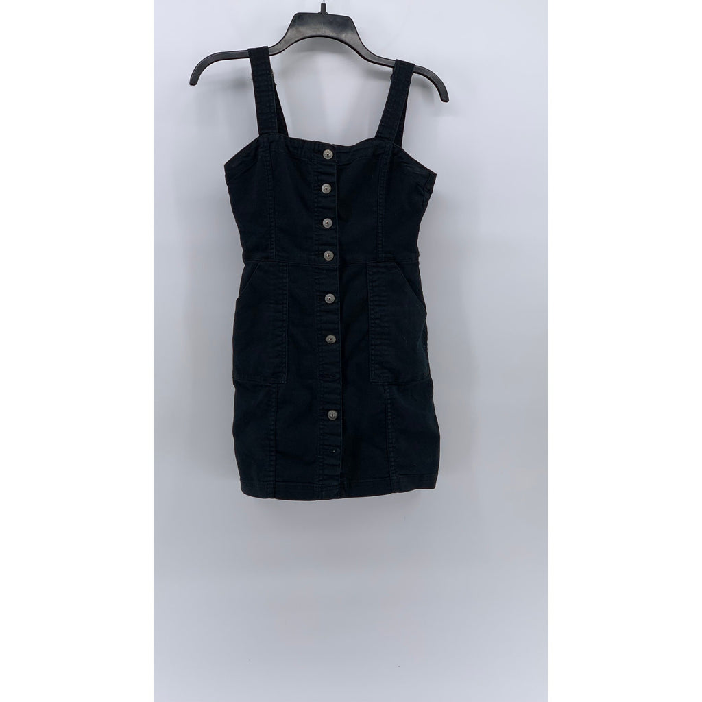 DIVIDED By H&M Women's Black Denim Button-Up A-Line Mini Dress SZ 2