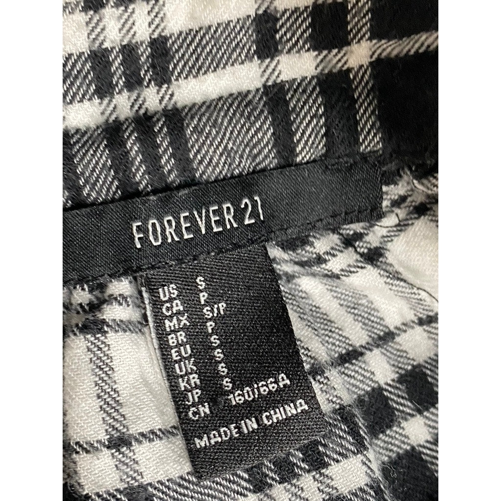 FOREVER 21 Women's Black-White Plaid A-Line Mini Skirt SZ S