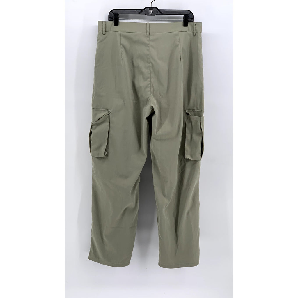 BLUSH MARK Women's Olive Green Solid Cargo Straight-Leg Pants SZ XL