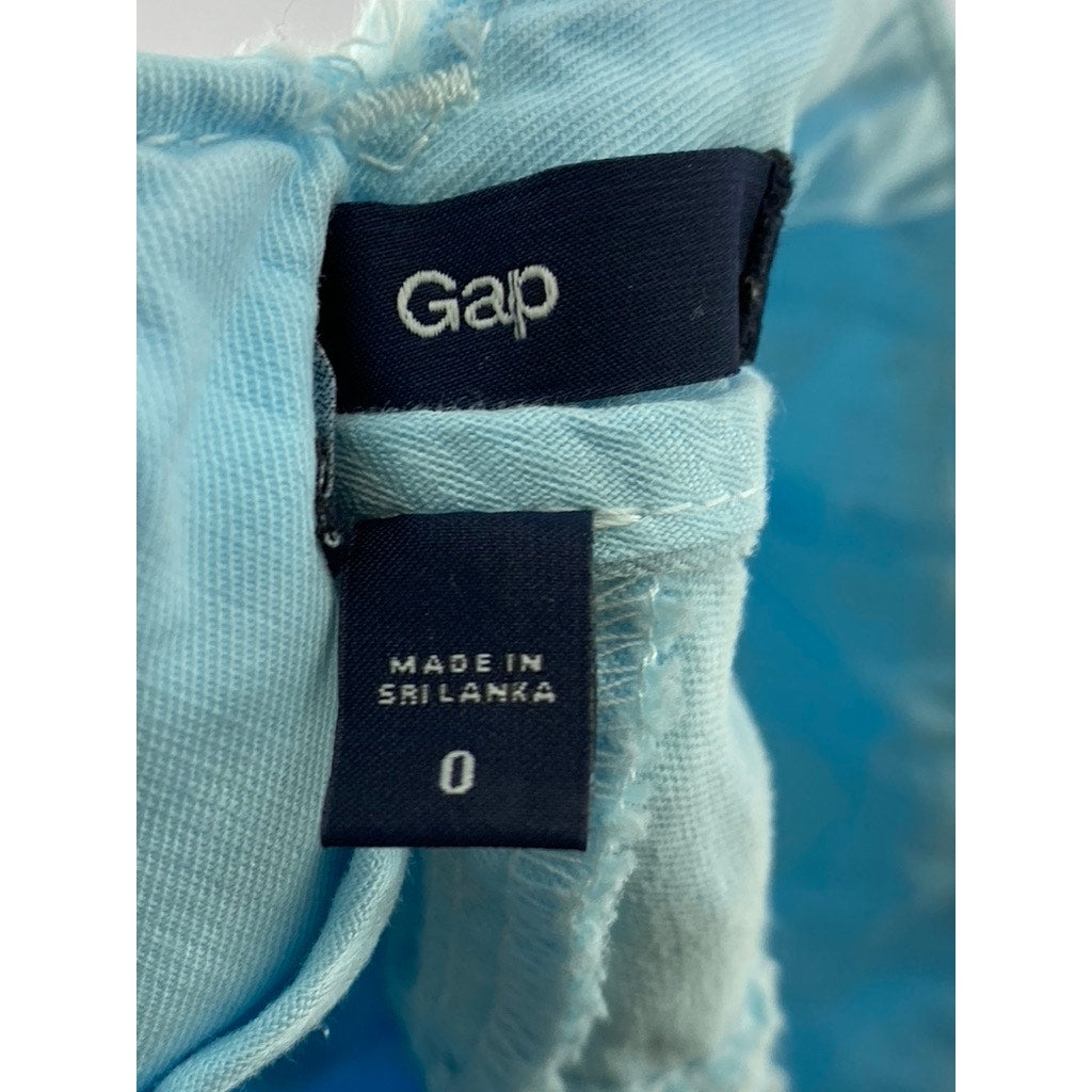 GAP Women's Light Blue Raw-Hem Regular-Fit Shorts SZ 0