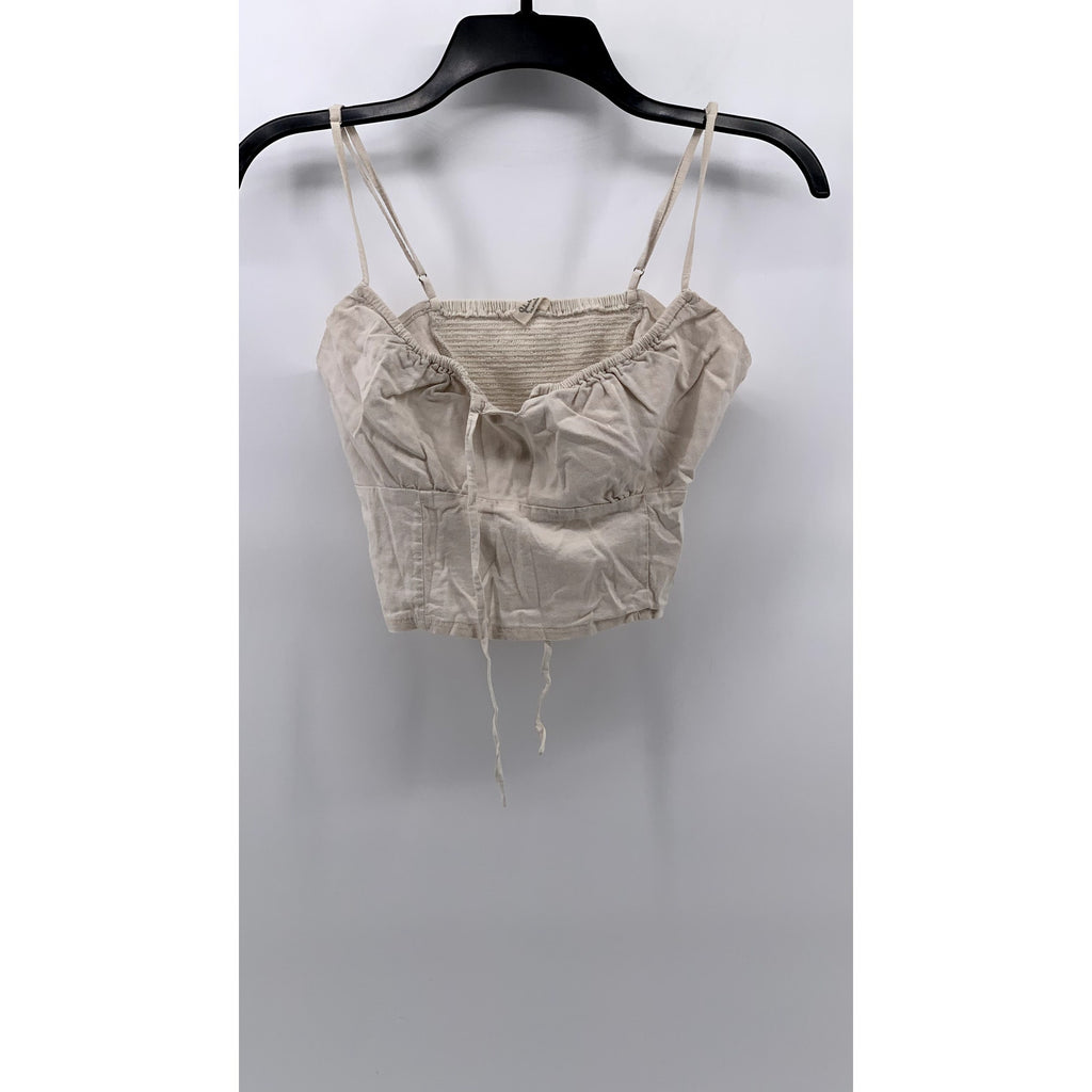 JOHN GALT Women's Off-White Linen-Blend Crop Top SZ OS