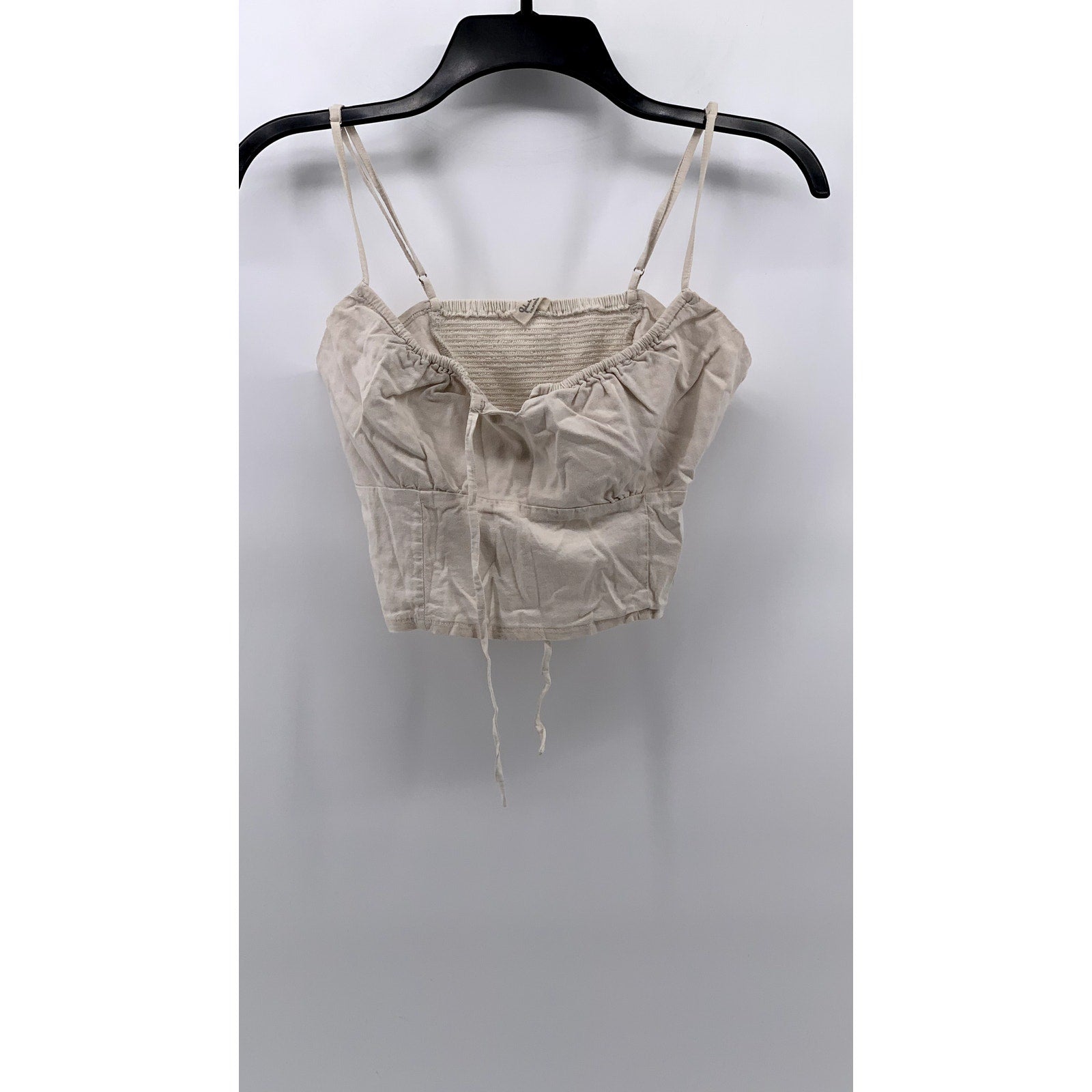 JOHN GALT Women's Off-White Linen-Blend Crop Top SZ OS