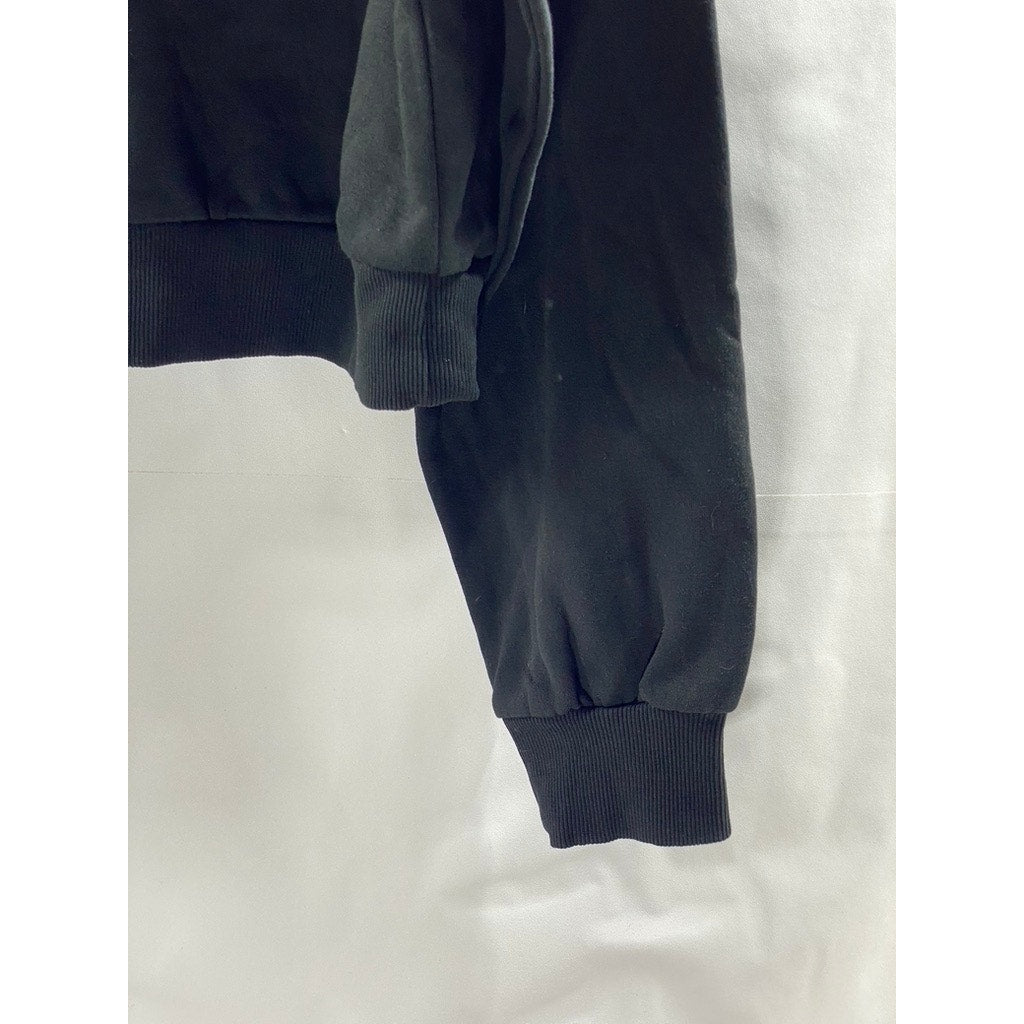 DIVIDED BY H&M Women's Black Crewneck Basic Long Sleeve Cropped Sweatshirt SZ XL