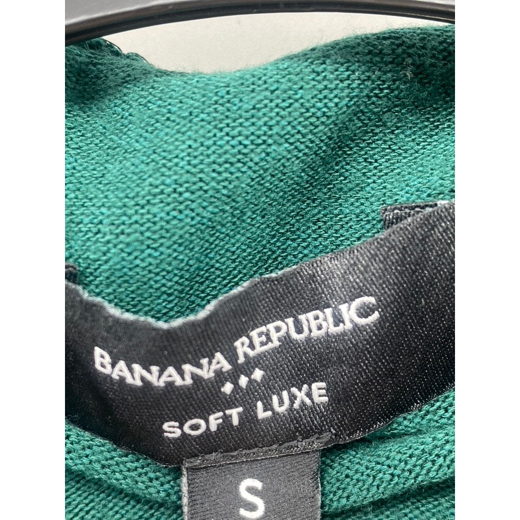 BANANA REPUBLIC Women's Green Soft Luxe Turtleneck Short Elbow Sleeve Top SZ S