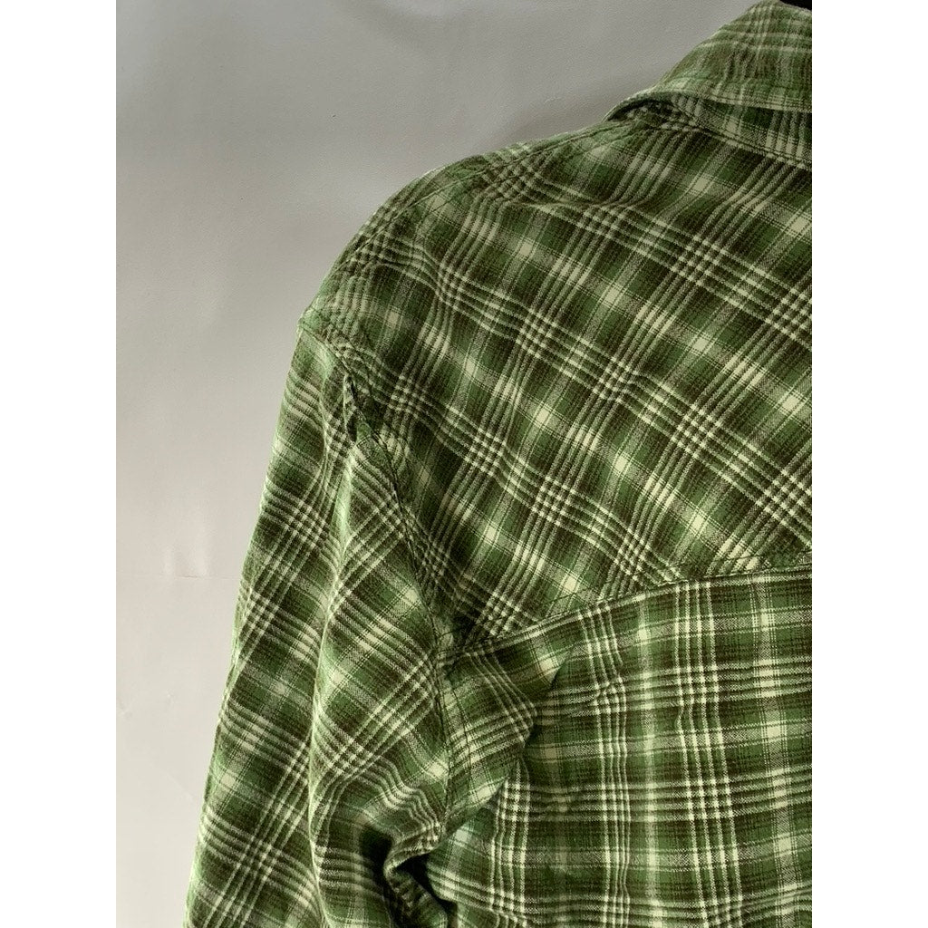 BASIC ITEMS BY LINDEX Women's Green Plaid Button-Up Top SZ 42/44(US M/L)