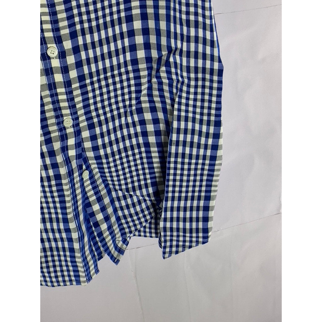 THEORY Women's Blue/White Mayvine Dillion Plaid Button-Up Shirtdress SZ 10