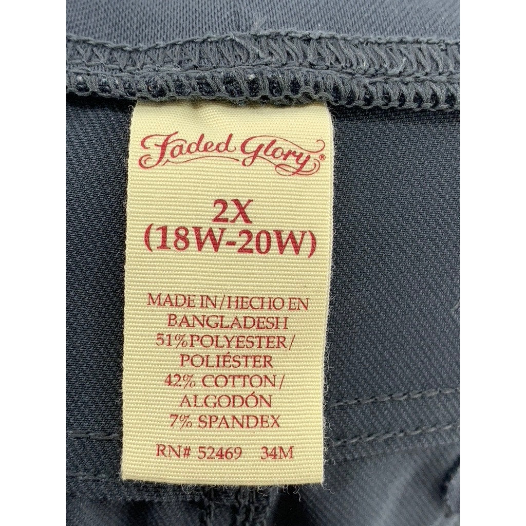 FADED GLORY Women's Plus Charcoal Solid Ankle Pants SZ 2X