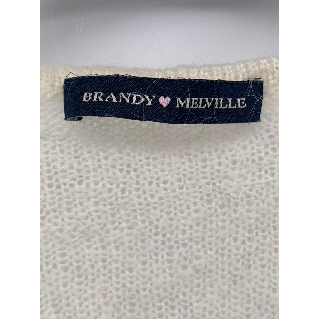 BRANDY MELVILLE Women's Off-White V-Neck Long Sleeve Knit Sweater SZ OS