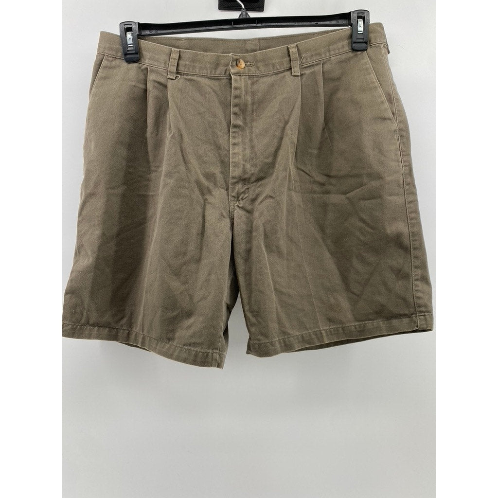 TIMBER CREEK BY WRANGLER Men's Vintage Tan Regular-Fit Pleated Shorts SZ 38
