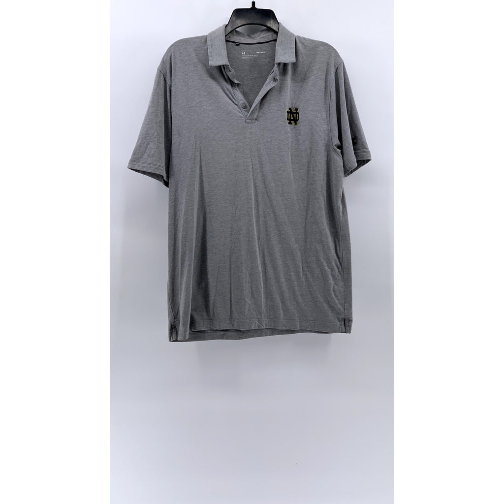 UNDER ARMOUR Men's Gray Notre Dame Short Sleeve Polo SZ M